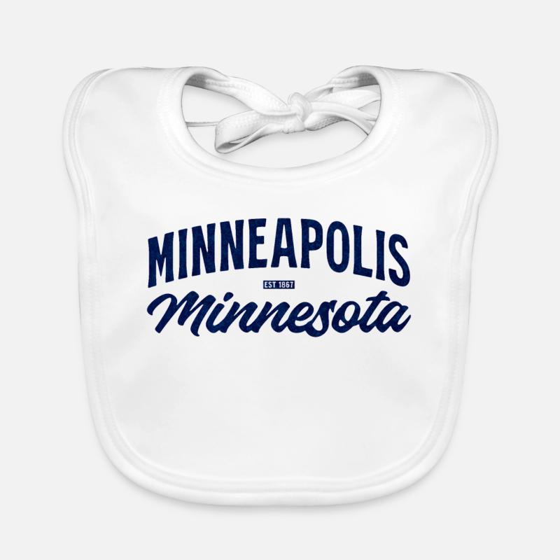 Minneapolis, Minnesota Script Blue Vintage - Bavoir bio Bébé - blanc