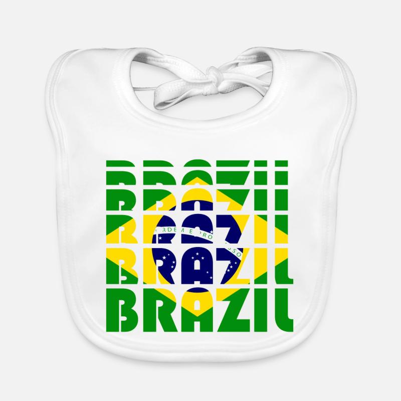 Grille des drapeaux du Brésil - Bavoir bio Bébé - blanc