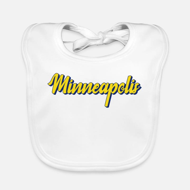 Minneapolis Lettering BlueYellow Organic Baby Bibs