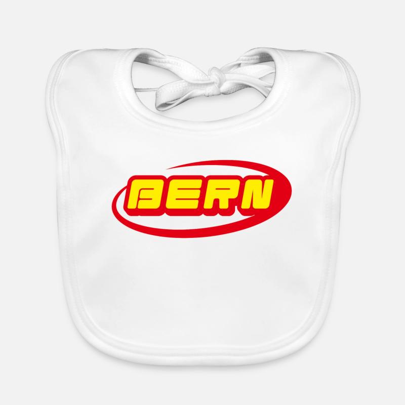 Bern Neon Logo Yellow Red Organic Baby Bibs
