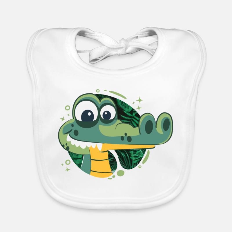 Alligator d’anniversaire vif! - Bavoir bio Bébé - blanc