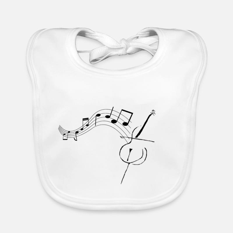 Violoncelle avec notes1 - Bavoir bio Bébé - blanc