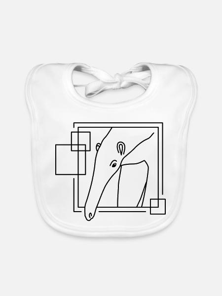 Fourmilier en forme géométrique - Conception d’art au trait - Bavoir bio Bébé - blanc - Devant
