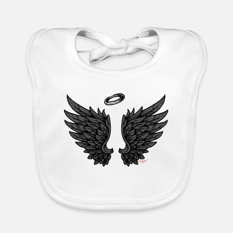 Ailes d’ange déchues Ailes d’ange Engelschen - Bavoir bio Bébé - blanc