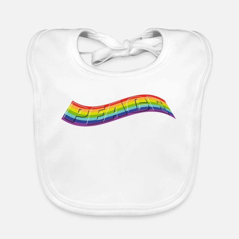 PEACE Claim in Rainbow - Baby Bio-Lätzchen - Weiß