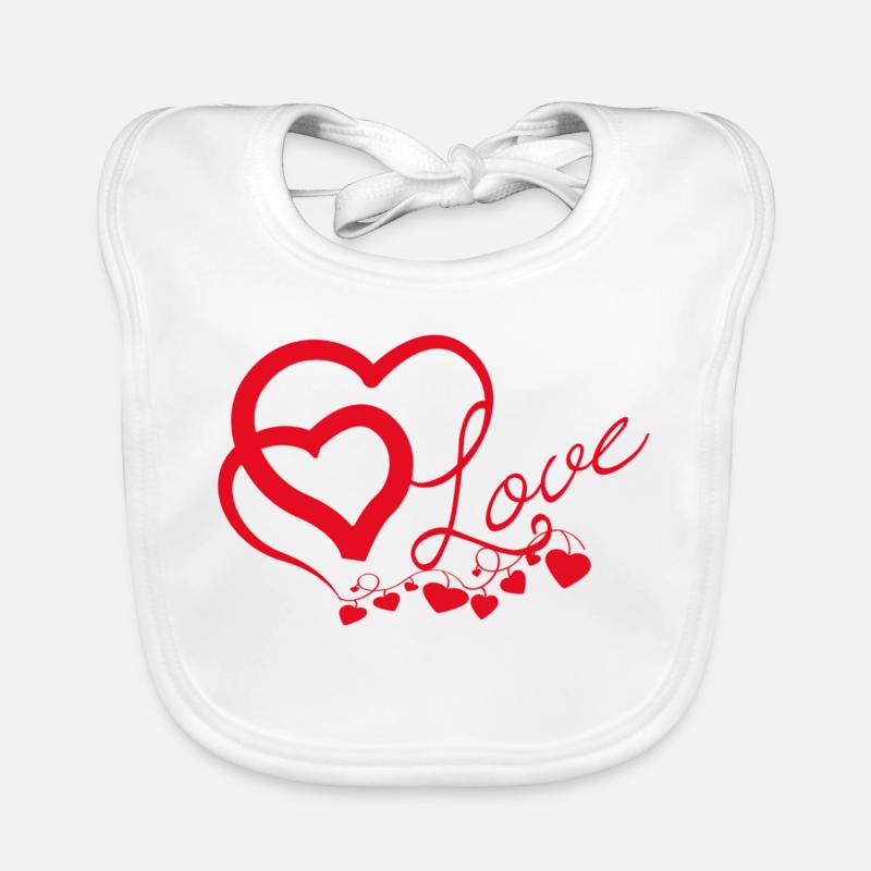 Cœurs entrelacés en Script Amoureux Bavoir bio Bébé