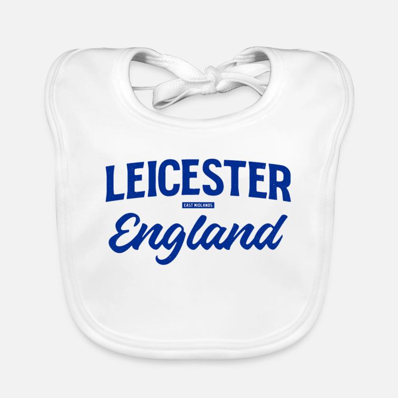 Leicester England Script Logo Organic Baby Bibs