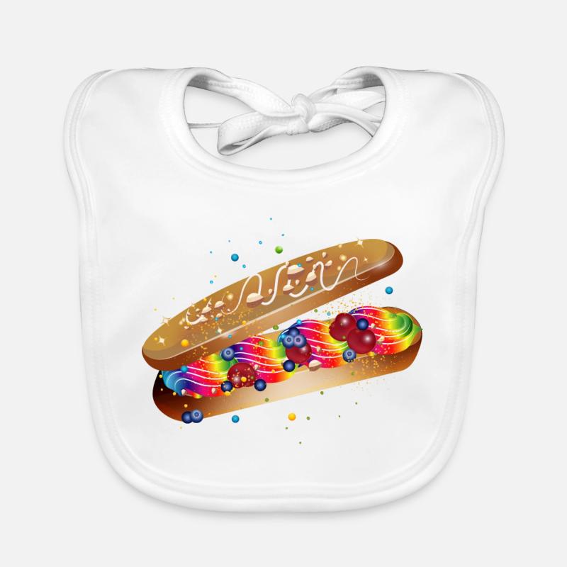Illustration of a filled colorful éclair Organic Baby Bibs