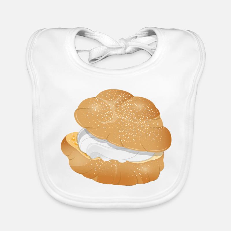 Illustration eines mit Sahne gefüllten Windbeutel Baby Bio-Lätzchen