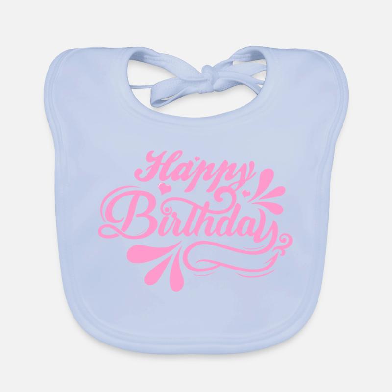 Birthday Bliss in Pink Script Organic Baby Bibs