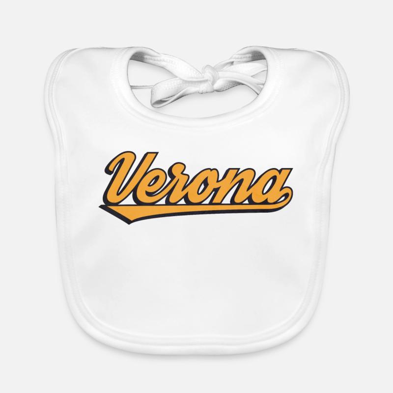 Verona Retro Script Logo Organic Baby Bibs