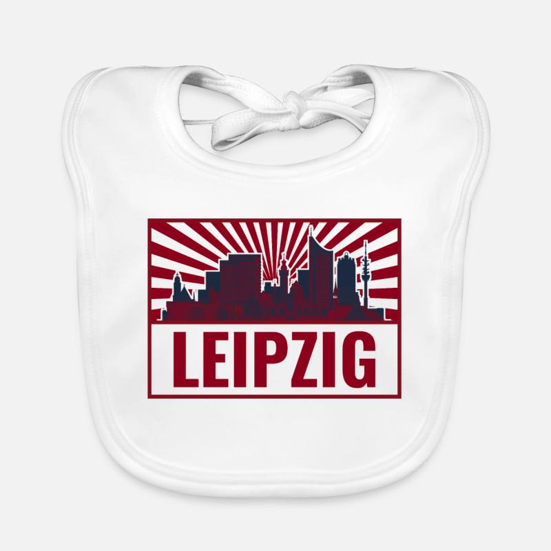 Leipzig Skyline Retro Rot Baby Bio-Lätzchen