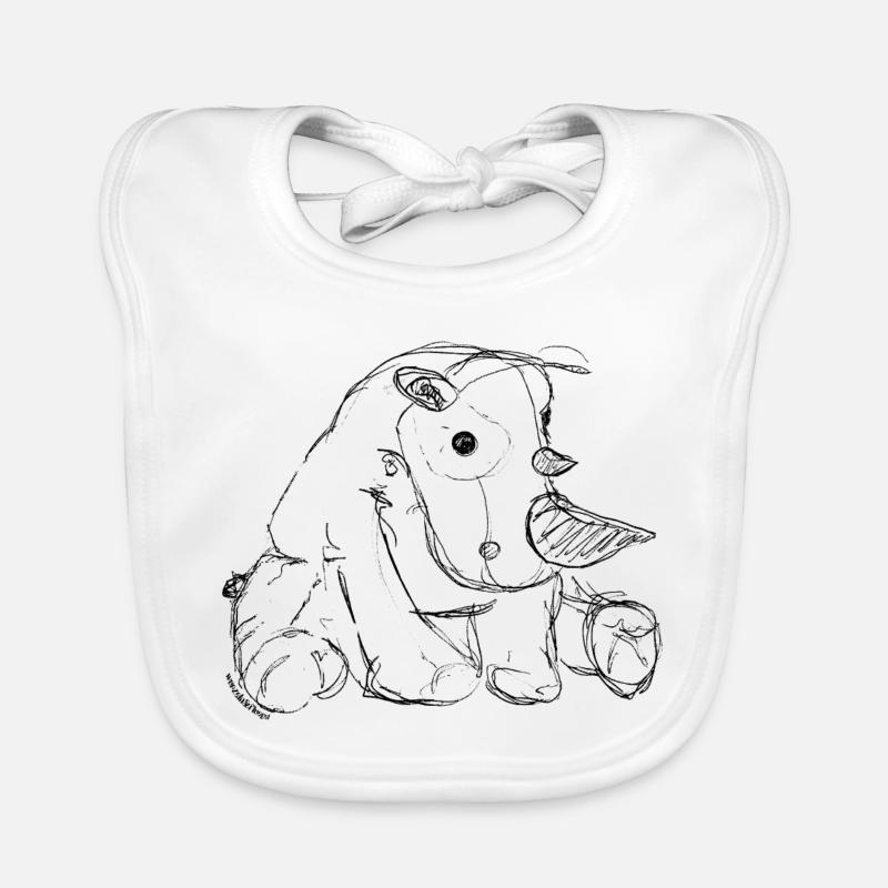 Rhinocéros - Bavoir bio Bébé - blanc