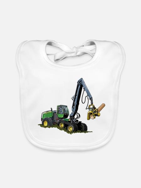 Harvester, Timber Harvester - Organic Baby Bibs - white - Front