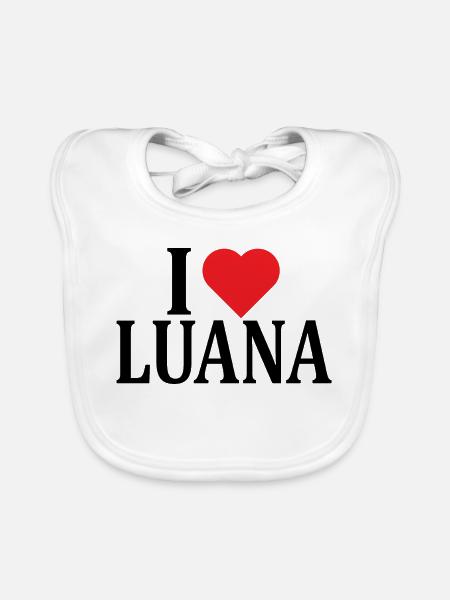 nom t-shirt J’aime Luana idée cadeau t-shirt - Bavoir bio Bébé - blanc - Devant