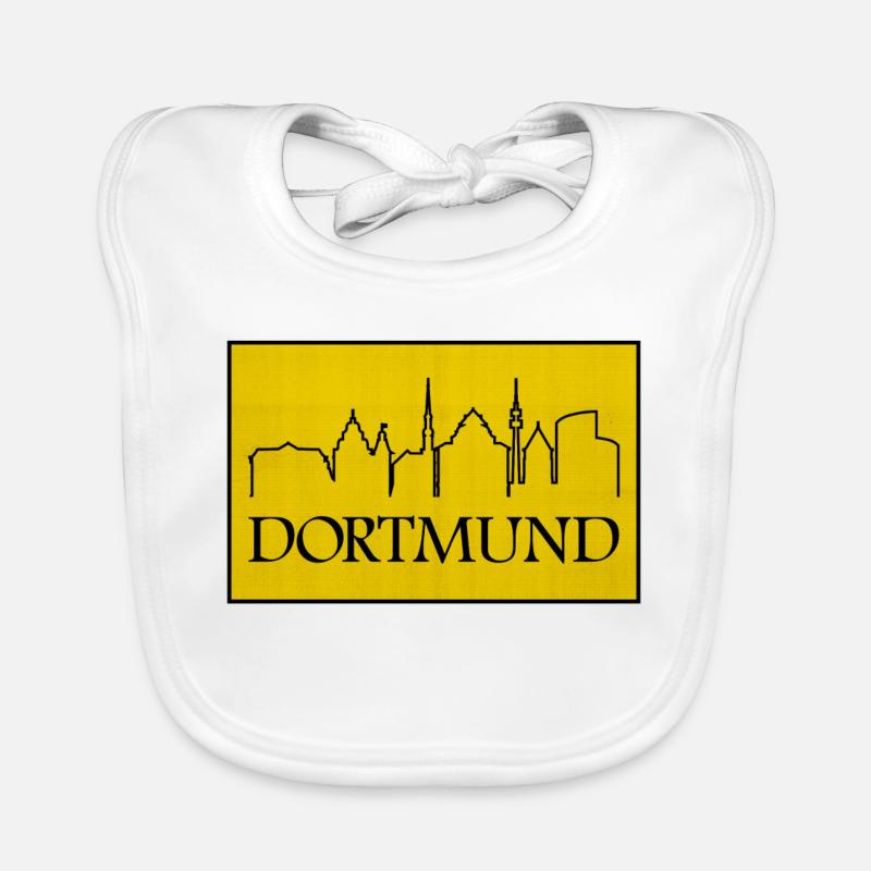 Design jaune de la Skyline de Dortmund Bavoir bio Bébé