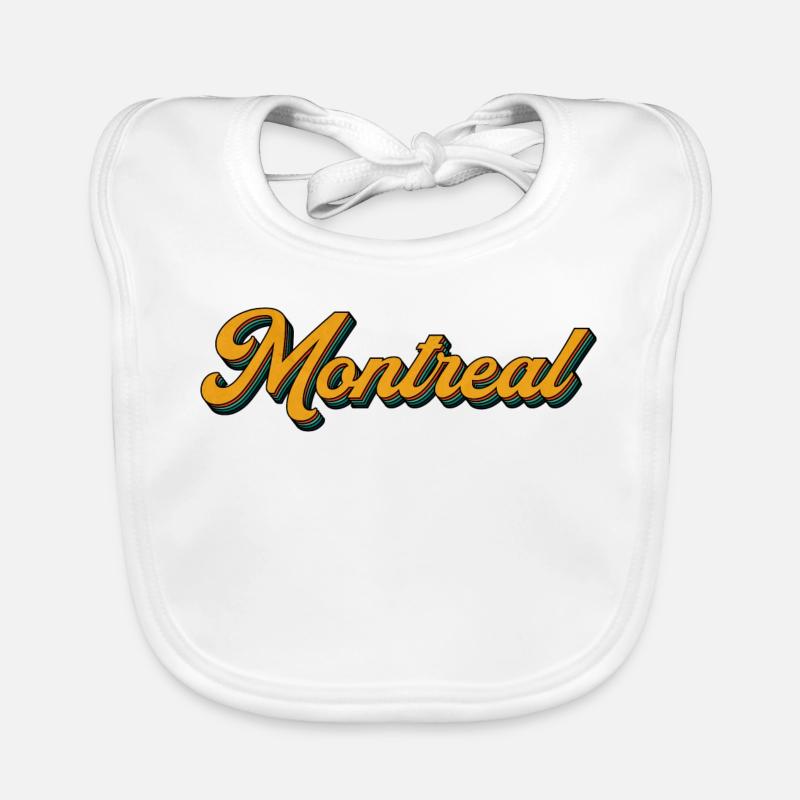 Montreal Retro Script Multicolor Shadow Organic Baby Bibs