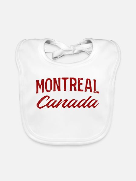 Montréal, Canada, Vintage Script - Bavoir bio Bébé - blanc - Devant