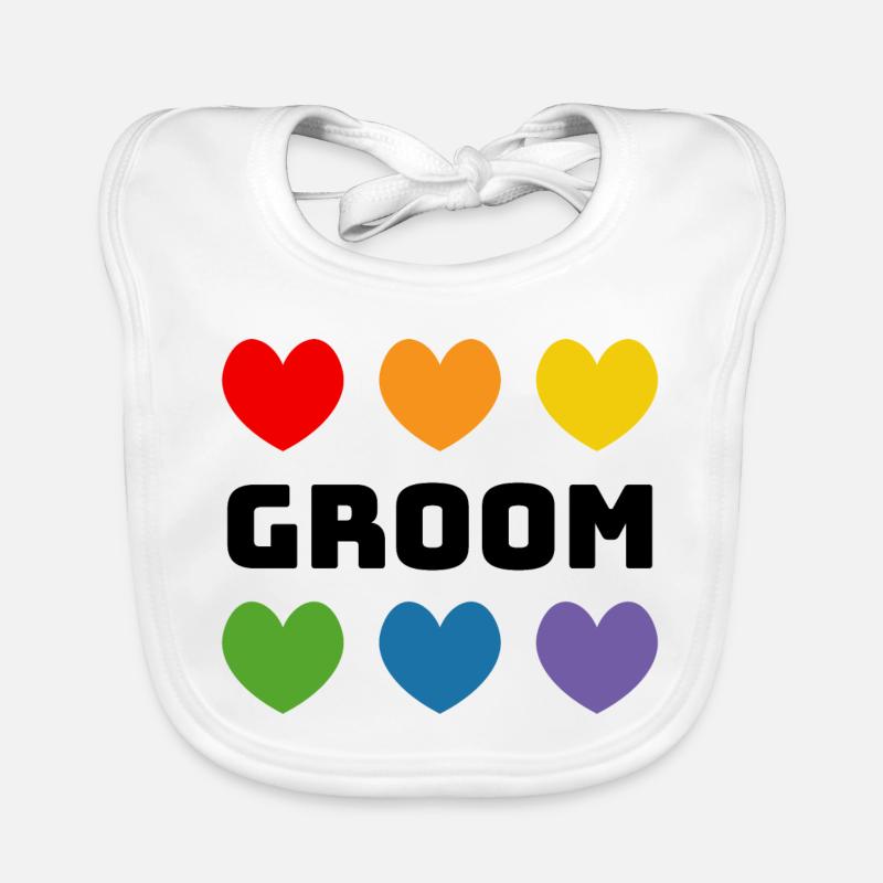 Rainbow Hearts Groom noir Bavoir bio Bébé