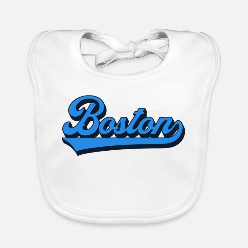 Boston Blau Script Retro Baby Bio-Lätzchen