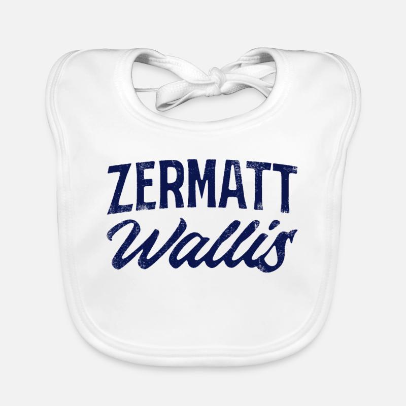 Zermatt Valais Alpine Script Organic Baby Bibs
