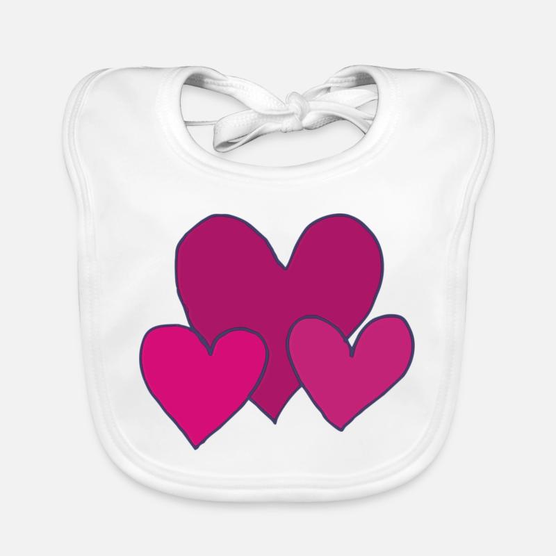 Hearts pink Organic Baby Bibs