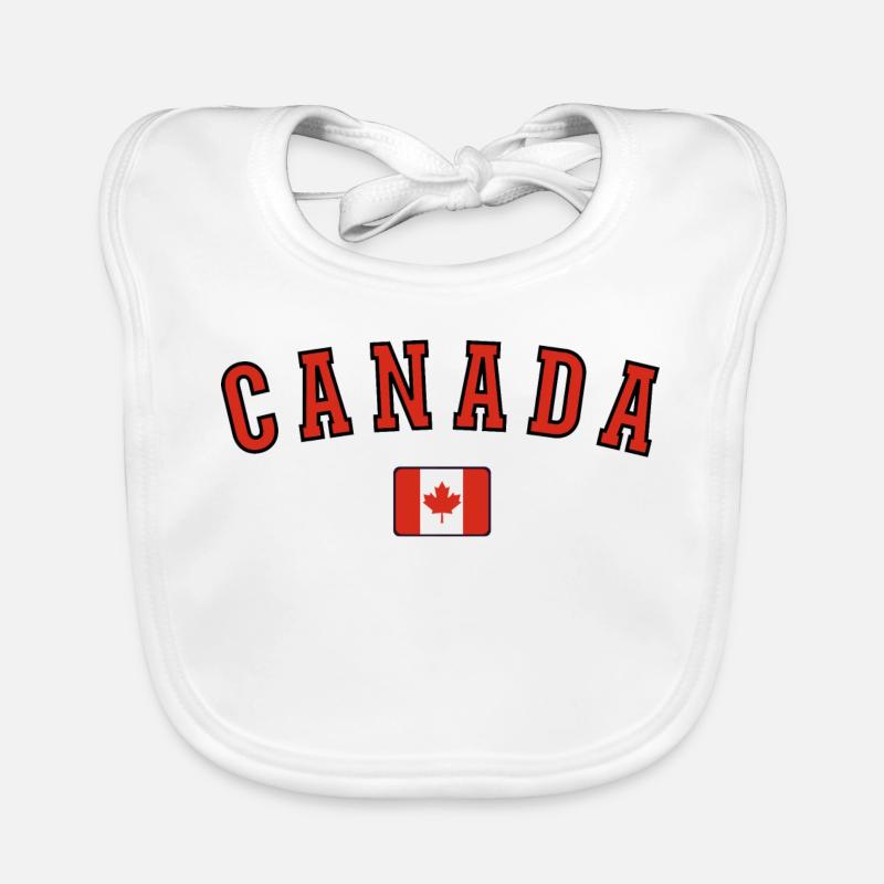 Drapeau du Canada, fierté canadienne - Bavoir bio Bébé - blanc