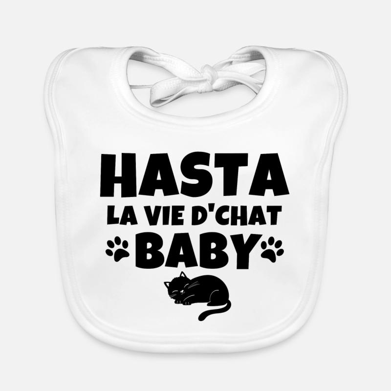 chat, chat mignon, chat doux - Bavoir bio Bébé - blanc