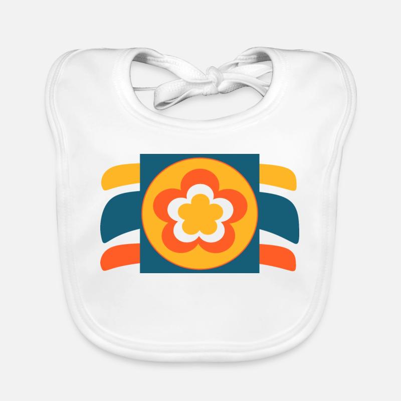 70s Flower Pattern Retro Hippie Festival Organic Baby Bibs
