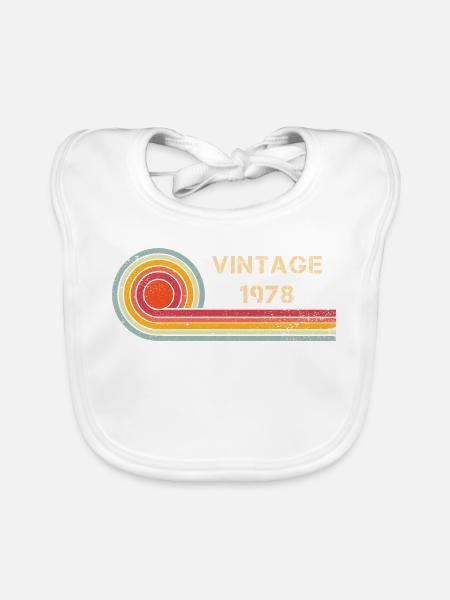 Design rétro vintage pour anniversaire 1978 - Bavoir bio Bébé - blanc - Devant