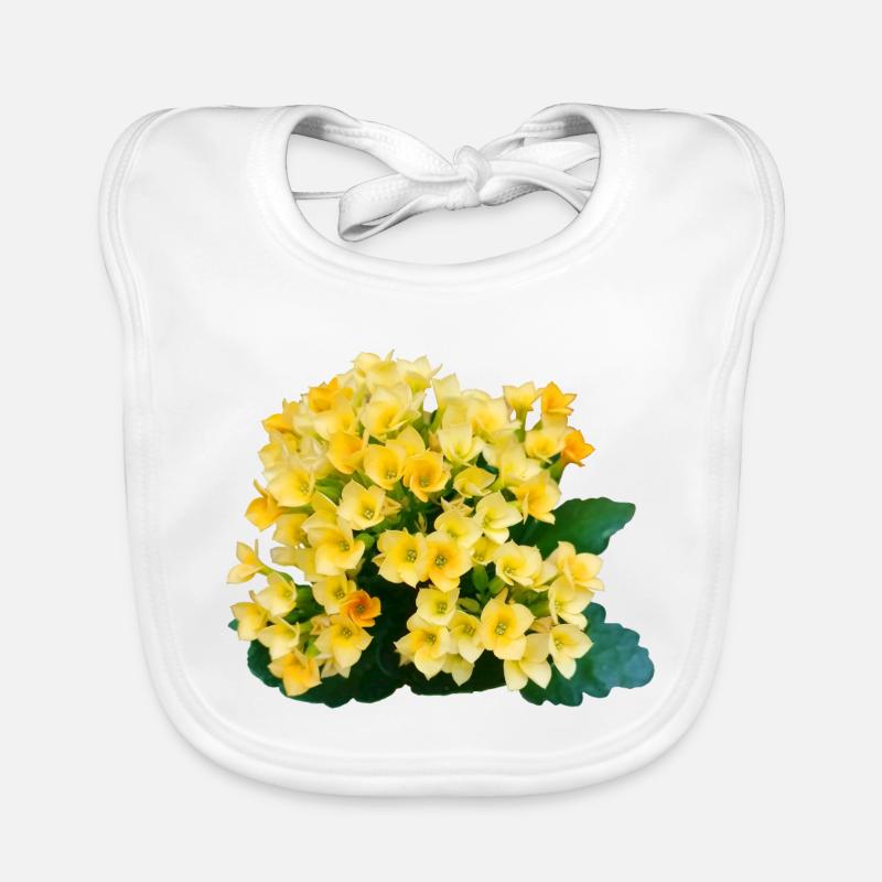 Fleurs printanières jaune doré - Bavoir bio Bébé - blanc