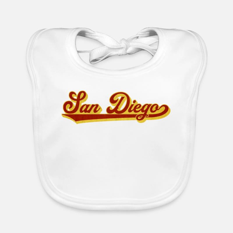San Diego Retro Script Organic Baby Bibs