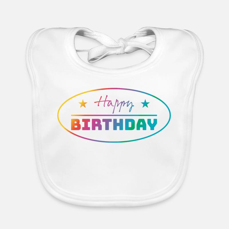 Tshirt joyeux anniversaire ovale bunt Bavoir bio Bébé