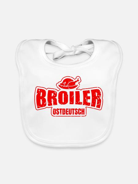 Broiler Ostdeutsch - Designfarbe frei wählbar! - Baby Bio-Lätzchen - Weiß