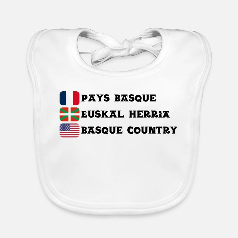Pays Basque : drapeaux Français, Basque, Américain Bavoir bio Bébé