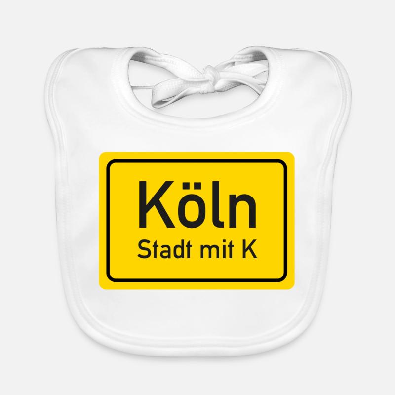 Kölner Ortsschild Deutschland - Baby Bio-Lätzchen - Weiß