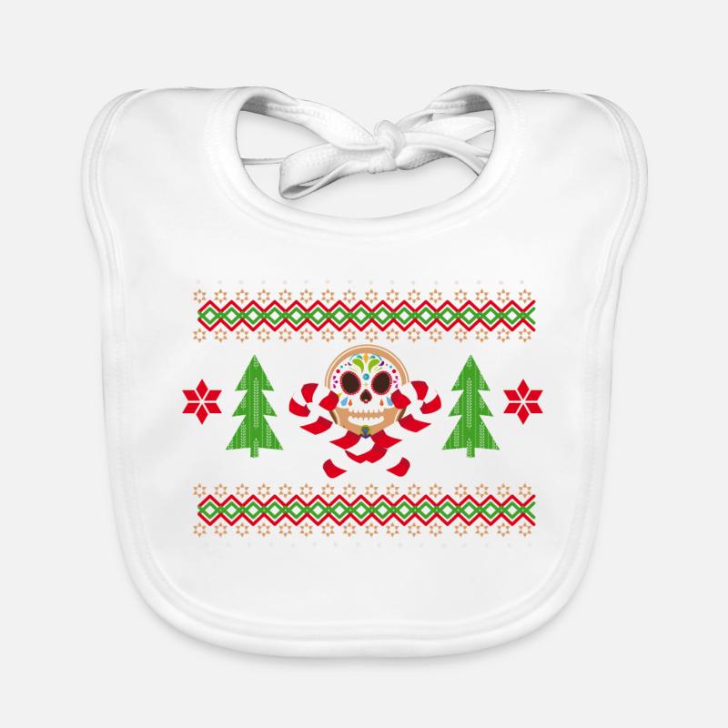Gingerbread Man Sugar Skull Pattern for Christmas Organic Baby Bibs