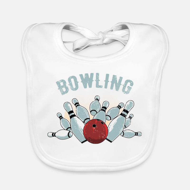 Bowling Strike Sketch Organic Baby Bibs