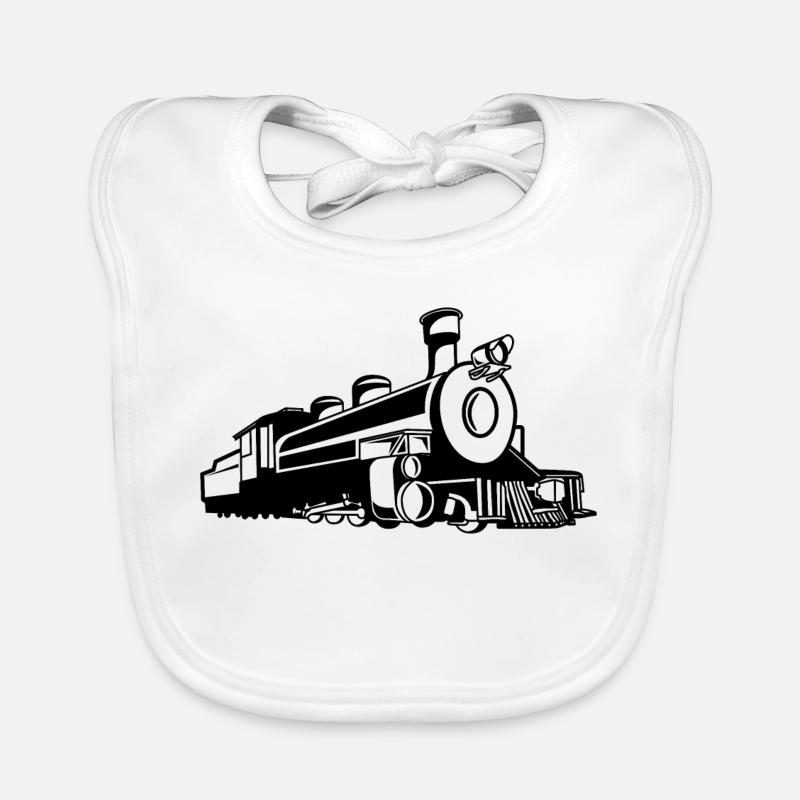 Retro Train Sketch Organic Baby Bibs