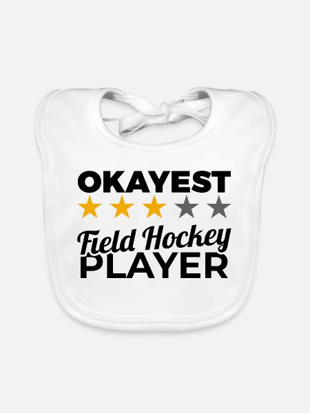 Funny field hockey player - Organic Baby Bibs - white - Front