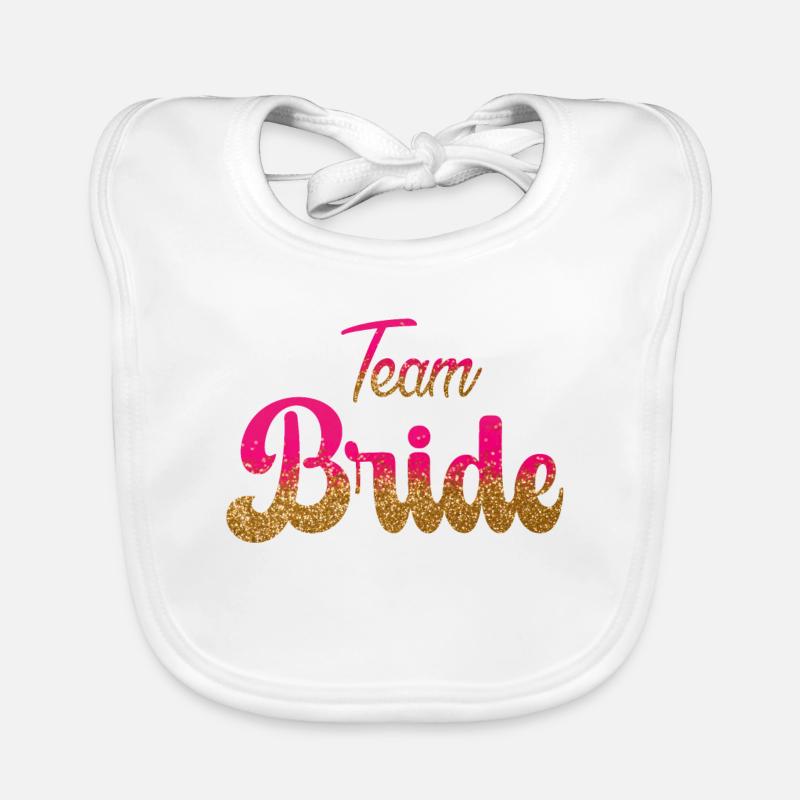 Team Bride! Pink, Gold Glitter Organic Baby Bibs