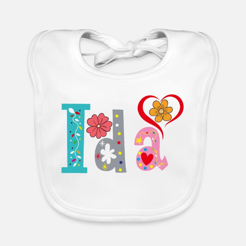 Personalized Ida Name Organic Baby Bibs