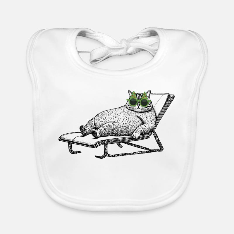 Vacances pour chats - Bavoir bio Bébé - blanc