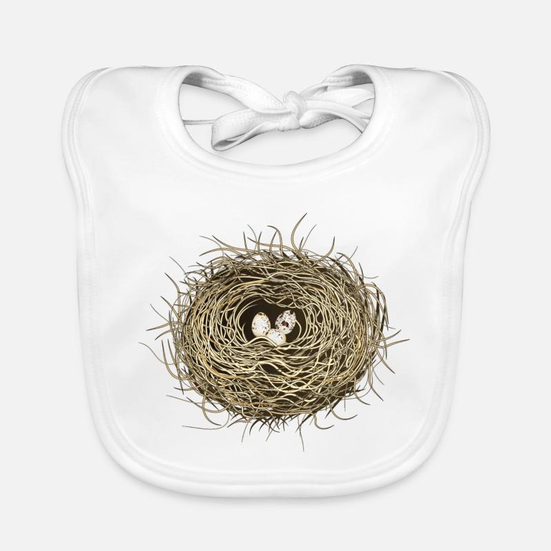 Bird's Nest or Easter Basket with Three Bird Eggs Organic Baby Bibs
