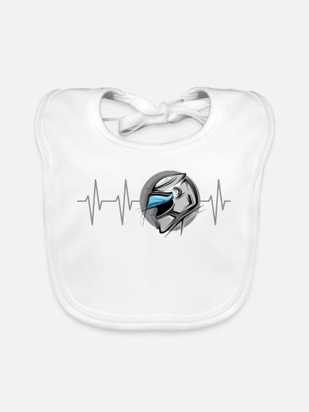 Motorrad Racing Herzschlag Symbol Motorsport Puls - Baby Bio-Lätzchen - Weiß - Vorne