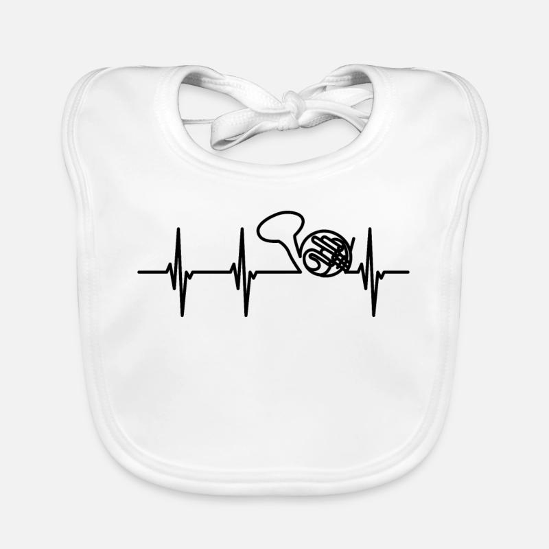 French Horn ECG Heart Line Organic Baby Bibs