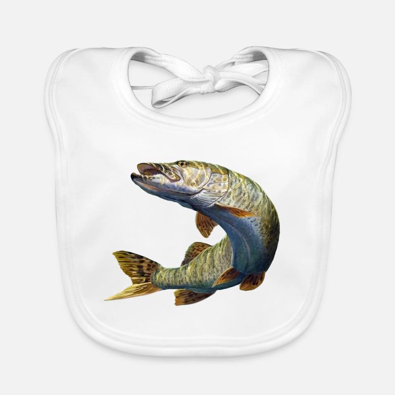 Brochet - Bavoir bio Bébé - blanc