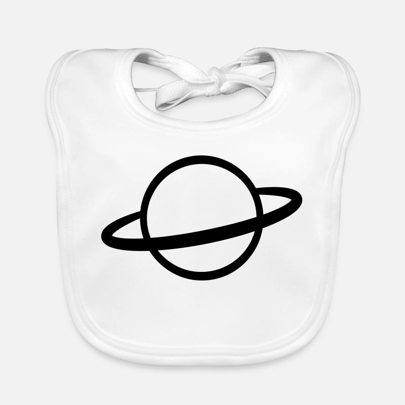 Planet with Ring Icon Outline Organic Baby Bibs