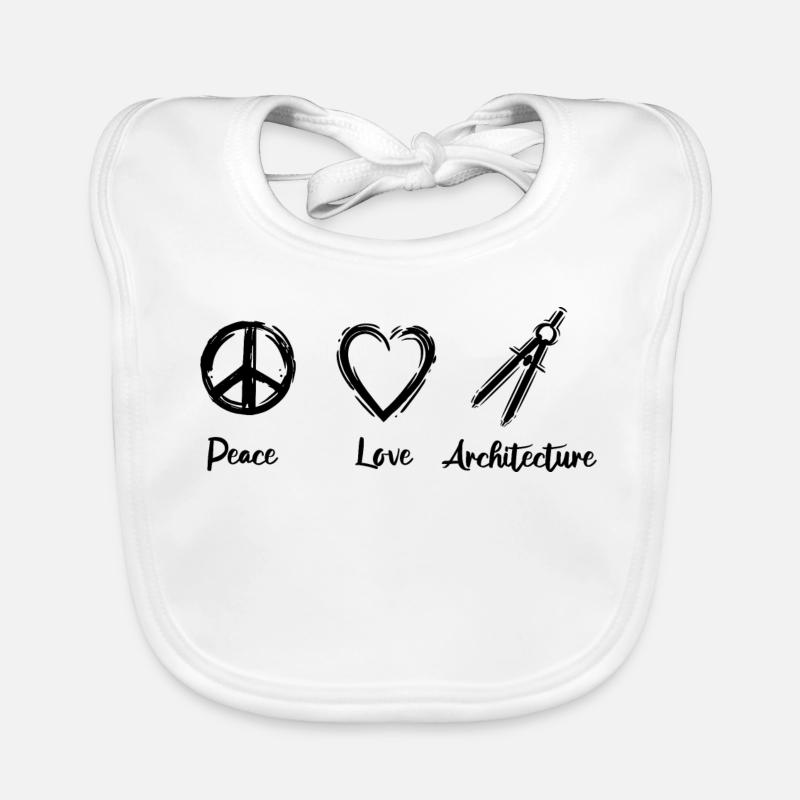 Paix, Amour, Architecture Bavoir bio Bébé