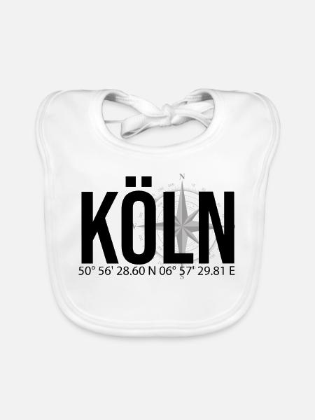 Koordinaten Köln - Baby Bio-Lätzchen - Weiß
